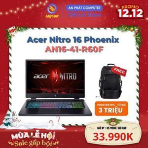 Laptop Acer Nitro 16 Phoenix AN16-41-R60F - AMD Ryzen 7 7840HS, 8GB RAM, SSD 512GB, Nvidia Geforce RTX 4050 6GB, 16 inch