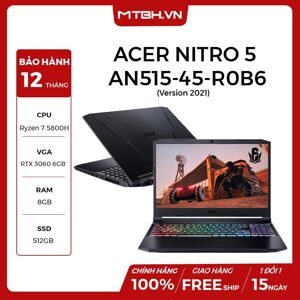 Laptop Acer Nitro 5 AMD AN515-45-R0B6 NH.QBCSV.001 - AMD Ryzen 7 5800H, 8GB RAM, SSD 512GB, Nvidia GeForce RTX 3060 6GB GDDR6 + AMD Radeon Graphics, 15.6 inch