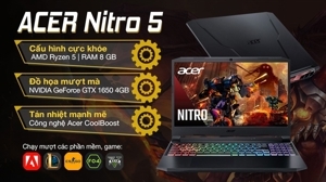 Laptop Acer Nitro 5 AN515-45-R6EV NH.QBMSV.006 - AMD Ryzen 5-5600H, 8GB RAM, SSD 512GB, Nvidia GeForce GTX 1650 4GB GDDR6, 15.6 inch