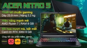 Laptop Acer Nitro 5 AN515-45-R86D - AMD Ryzen R7-5800H, 8GB RAM, SSD 512GB, Nvidia GeForce RTX 3060 6GB GDDR6, 15.6 inch