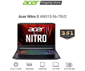 Laptop Acer Nitro 5 AN515-56-79U2 NH.QBZSV.001 - Intel Core i7-11370H, 8GB RAM, SSD 512GB, Nvidia GeForce GTX 1650 4GB GDDR6 + Intel Iris Xe, 15.6 inch