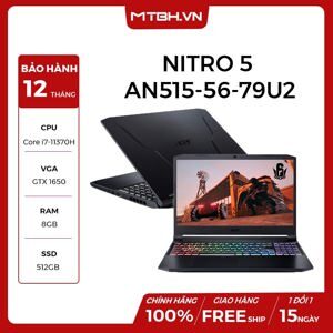 Laptop Acer Nitro 5 AN515-56-79U2 NH.QBZSV.001 - Intel Core i7-11370H, 8GB RAM, SSD 512GB, Nvidia GeForce GTX 1650 4GB GDDR6 + Intel Iris Xe, 15.6 inch