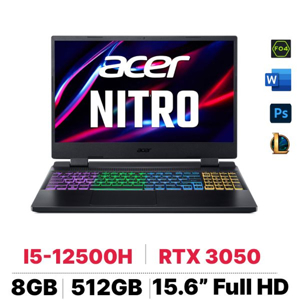 Laptop Acer Nitro 5 AN515-58-52SP NH.QFHSV.001 - Intel core i5-12500H, 8GB RAM, SSD 512GB, Nvidia GeForce RTX 3050 4GB GDDR6, 15.6 inch