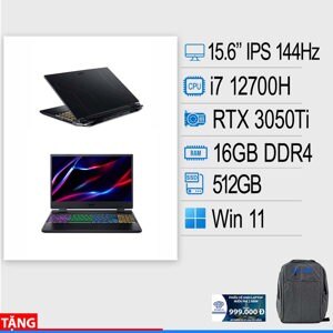 Laptop Acer Nitro 5 AN515-58-773Y NH.QFKSV.001 - Intel core i7-12700H, 8GB RAM, SSD 512GB. Nvidia GeForce RTX 3050 Ti 4GB GDDR6, 15.6 inch