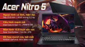 Laptop Acer Nitro 5 Gaming AN515-57-553E - Intel Core i5-11400H, 8GB RAM, SSD 512GB, Nvidia Geforce RTX 3050 4GB GDDR6, 15.6 inch