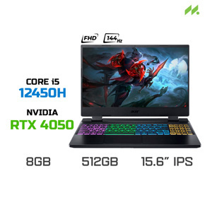 Laptop Acer Nitro 5 Tiger AN515-58-5935 - Intel Core i5-12450H, 8GB RAM, SSD 512GB, Nvidia GeForce RTX 4050 6GB GDDR6, 15.6 inch