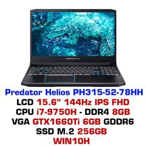 Laptop Acer Predator Helios 300 PH315-52-78HH - Intel Core i7-9750H, 8GB RAM, SSD 256GB, Nvidia GeForce GTX 1660Ti 6GB GDDR6, 15.6 inch