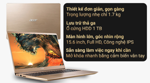 Laptop Acer Swift SF315-52-38YQ NX.GZBSV.003 - Intel core i3, 4GB RAM, HDD 1TB, Intel UHD Graphics 620