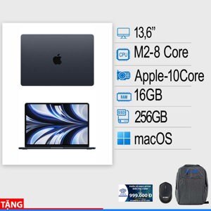 Laptop Apple Macbook Air M2 2022 - Apple M2 8 Cores, 16GB RAM, SSD 256GB, 8 Cores, 13.6 inch