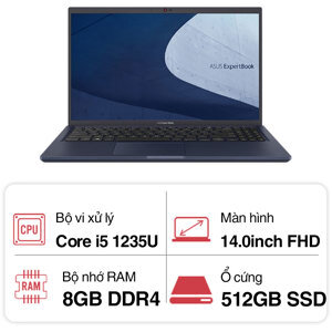 Laptop Asus ExpertBook B1 B1400CBA-EB0641W - Intel Core i5-1235U, 8GB RAM, SSD 512GB, Intel Iris Xe Graphics, 14 inch