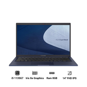 Laptop Asus ExpertBook B1400CEAE-EK3724 - Intel core i5-1135G7, 8Gb RAM, SSD 256GB, Intel Iris Xe Graphics, 14 inch