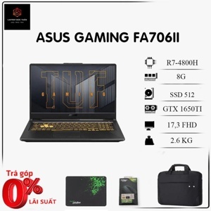 Laptop Asus Gaming FA706II-H7286T - AMD Ryzen 7 4800H, 8GB RAM, SSD 512GB, Nvidia GeForce GTX 1650Ti 4GB GDDR6 + AMD Radeon Graphics, 17.3 inch