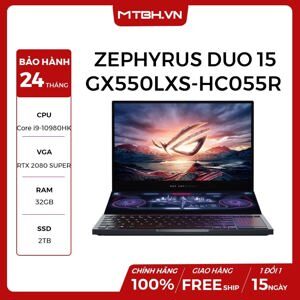 Laptop Asus Gaming Rog Zephyrus Duo GX550LXS-HC055R - Intel Core i9-10980HK, 32GB RAM, SSD 2TB, Intel UHD Graphics + Nvidia GeForce RTX 2080 Super 8GB GDDR6, 15.6 inch