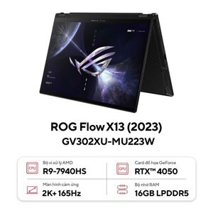 Laptop Asus ROG Flow X13 GV302XU-MU223W - AMD Ryzen R9 7940HS, 16GB RAM, SSD 1TB, Nvidia GeForce RTX4050 6GB GDDR6, 13.4 inch