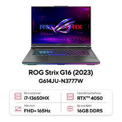 Laptop Asus ROG Strix G16 G614JU-N3777W - Intel Core i7-13650HX, 16GB RAM, SSD 512GB, Nvidia GeForce RTX 4050 6GB GDDR6 + Intel UHD Graphics, 16 inch