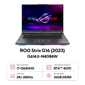 Laptop Asus ROG Strix G16 G614JI-N4084W - Intel Core  i7-13650HX, 16GB RAM, SSD 1TB, Nvidia GeForce RTX 4070 8GB GDDR6 + Intel UHD Graphics, 16 inch