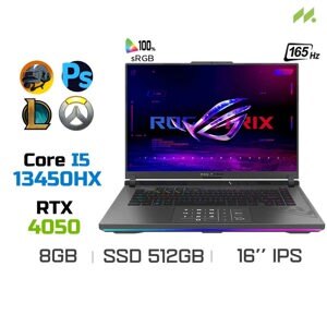 Laptop Asus ROG Strix G16 G614JU-N3135W - Intel Core i5-13450HX, 8GB RAM, SSD 512GB, Nvidia GeForce RTX 4050 6GB GDDR6 + Intel UHD Graphics, 16 inch