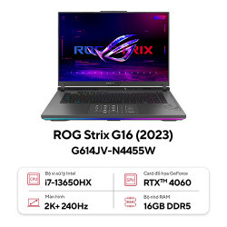 Laptop Asus ROG Strix G16 G614JV-N4455W - Intel Core i7-13650HX, 16GB RAM, SSD 512GB, Nvidia GeForce RTX 4060 8GB GDDR6 + Intel UHD Graphics, 16 inch