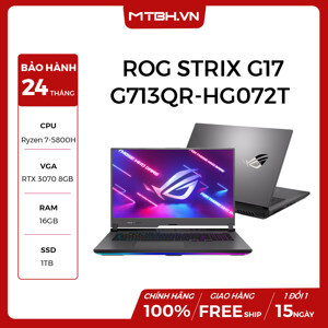 Laptop Asus Rog Strix G17 G713QR-HG072T - AMD Ryzen 7 5800H, 16GB RAM, SSD 1TB, Nvidia GeForce RTX 3070 8GB GDDR6, 17.3 inch