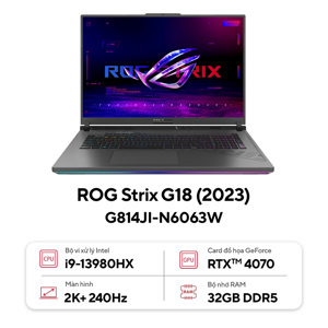 Laptop Asus ROG Strix G18 G814 - Intel Core i9-13980HX, 32GB RAM, SSD 1TB, Nvidia GeForce RTX 4070 8GB GDDR6 + Intel UHD Graphics, 18 inch