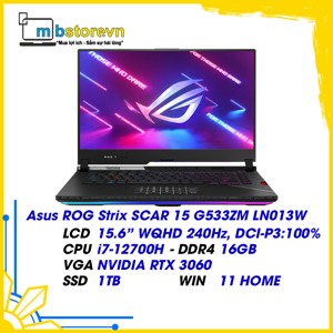 Laptop Asus ROG Strix SCAR 15 G533ZM LN013W - Intel core i7-12700H, 16GB RAM, SSD 1TB, Nvidia GeForce RTX 3060 6GB GDDR6, 15.6 inch