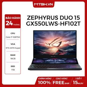 Laptop Asus Rog Zephyrus Duo 15 GX550LWS-HF102T - Intel Core i7-10875H, 16GB RAM, SSD 1TB, Nvidia GeForce RTX 2070 Super 8GB GDDR6, 15.6 inch