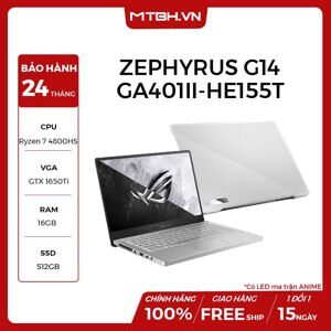 Laptop Asus ROG Zephyrus G14 GA401II-HE155T - AMD Ryzen 7-4800HS, 16GB RAM, SSD 512GB, Nvidia GeForce GTX 1650Ti 4GB GDDR6, 14 inch