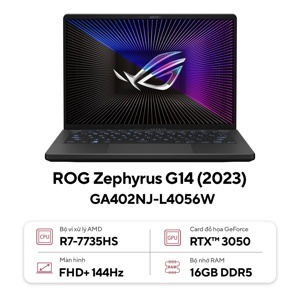 Laptop Asus ROG Zephyrus G14 GA402NJ-L4056W - AMD Ryzen 7 7735HS, 16GB RAM, SSD 512GB, Nvidia GeForce RTX 3050, 14 inch