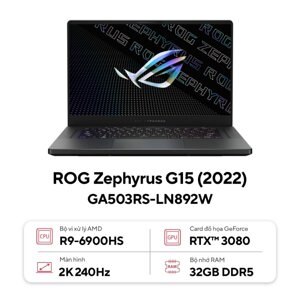 Laptop Asus ROG Zephyrus G15 GA503RS-LN892W - AMD Ryzen 9-6900HS, 32GB RAM, SSD 1TB, Nvidia GeForce RTX 3080 8GB GDDR6, 15.6 inch