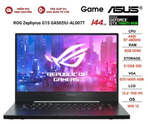 Laptop Asus Rog Zephyrus G15 GA502IU-AL007T - AMD Ryzen 7-4800HS, 8GB RAM, SSD 512GB, Nvidia GeForce GTX 1660Ti 6GB GDDR6, 15.6 inch