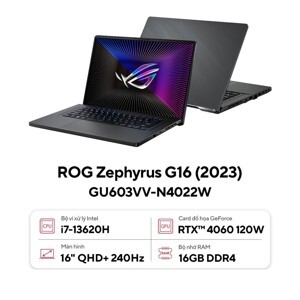 Laptop Asus ROG Zephyrus G16 GU603VV-N4022W - Intel Core i7-13620H, RAM 16GB, SSD 512GB, Nvidia GeForce RTX 4060 8GB GDDR6, 16 inch