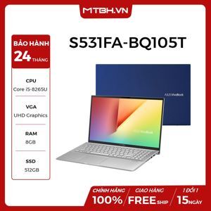 Laptop Asus S531FA-BQ105T - Intel Core i5-8265U, 8GB RAM, SSD 512GB, Intel UHD Graphics 620, 15.6 inch