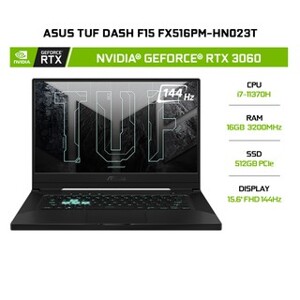 Laptop Asus TUF Dash Gaming F15 FX516PM-HN023T - Intel Core i7-11370H, 16GB RAM, SSD 512GB, Nvidia GeForce  RTX 3060 6GB GDDR6, 15.6 inch