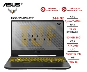 Laptop Asus TUF Gaming A15 FA506IV-HN202T - AMD Ryzen 7-4800H, 16GB RAM, SSD 1TB, Nvidia Geforce RTX 2060 6GB GDDR6, 15.6 inch