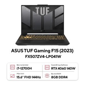 Laptop Asus TUF Gaming F15 FX507ZV4-LP041W - Intel Core i7-12700H, 8GB RAM, SSD 512GB, Nvidia GeForce RTX 4060 8GB GDDR6 + Intel Iris Xe Graphics, 15.6 inch