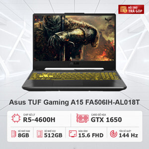 Laptop Asus TUF Gaming FA506IH-AL018T - AMD Ryzen 5-4600H, 8GB RAM, SSD 512GB, Nvidia GeForce GTX 1650 4GB GDDR6 + AMD Radeon Graphics, 15.6 inch