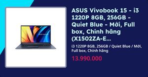 Laptop Asus Vivobook 15 X1502ZA-E8690W - Intel Core i3-1220P, 8GB RAM, SSD 256GB, Intel UHD Graphics, 15.6 inch