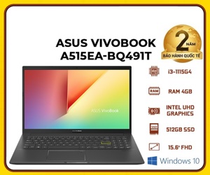 Laptop Asus Vivobook A515EA-BQ491T - Intel Core i3-1115G4, 4GB RAM, SSD 512GB, Intel UHD Graphics, 15.6 inch