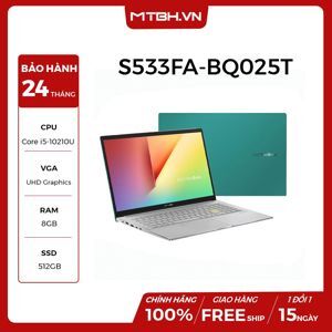 Laptop Asus VivoBook S533FA-BQ025T - Intel Core i5-10210U, 8GB RAM, SSD 512GB, Intel UHD Graphics 620, 15.6 inch