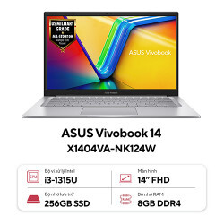 Laptop Asus Vivobook X1404VA-NK124W - Intel Core i3-1315U, 8GB RAM, SSD 256GB, Intel UHD Graphics, 14 inch