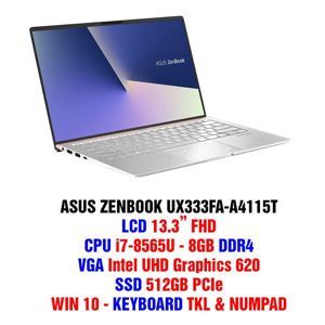 Laptop Asus Zenbook 13 UX333FA-A4115T - Intel core i7-8565U, 8GB RAM, SSD 512GB, Intel UHD Graphics 620, 13.3 inch