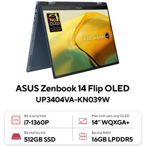 Laptop Asus Zenbook 14 Flip OLED UP3404VA-KN039W - Intel Core i7-1360P, 16GB RAM, SSD 512GB, Intel Iris Plus, 14 inch