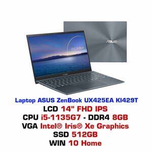 Laptop Asus Zenbook 14 UX425EA-KI429T - Intel Core i5-1135G7, 8GB RAM, SSD 512GB, Intel Iris Xe Graphics, 14 inch