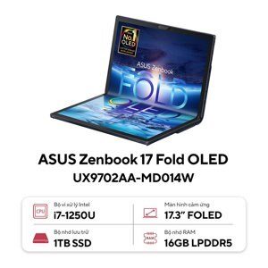 Laptop Asus Zenbook 17 Fold OLED UX9702AA-MD014W - Intel Core i7-1250U, 16GB RAM, SSD 1TB, Intel Iris Xe Graphics, 17.3 inch