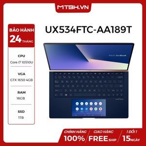 Laptop Asus Zenbook UX534FTC-AA189T - Intel Core i7-10510U, 16GB RAM, SSD 1TB, Nvidia GeForce GTX 1650 4GB GDDR5, 15.6 inch