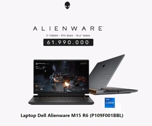 Laptop Dell Alienware M15 R6 P109F001BBL - Intel core i7-11800H, 32GB RAM, SSD 1TB, Nvidia Geforce RTX 3060 6GB GDDR6, 15.6 inch