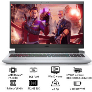 Laptop Dell Gaming G15 5515 R7 70258049 - AMD Ryzen 7 - 5800H, 8GB RAM, SSD 512GB, Nvidia GeForce RTX3050 4 GB, 15.6 inch