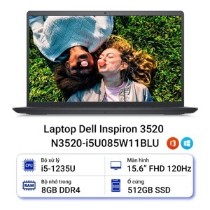 Laptop Dell Inspiron 15 3520 i5U085W11BLU - Intel Core i5-1235U, 8GB RAM, SSD 512GB, Intel Iris Xe Graphics, 15.6 inch