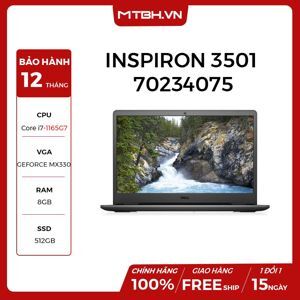 Laptop Dell Inspiron 3501 70234075 - Intel Core i7-1165G7, 8GB RAM, SSD 512GB, Nvidia Geforce MX330 2GB GDDR5, 15.6 inch