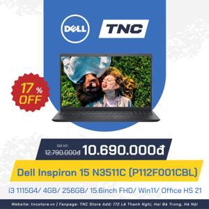 Laptop Dell Inspiron 3511 P112F001CBL - Intel core i3-1115G4, 4GB RAM, SSD 256GB, Intel UHD Graphics, 15.6 inch